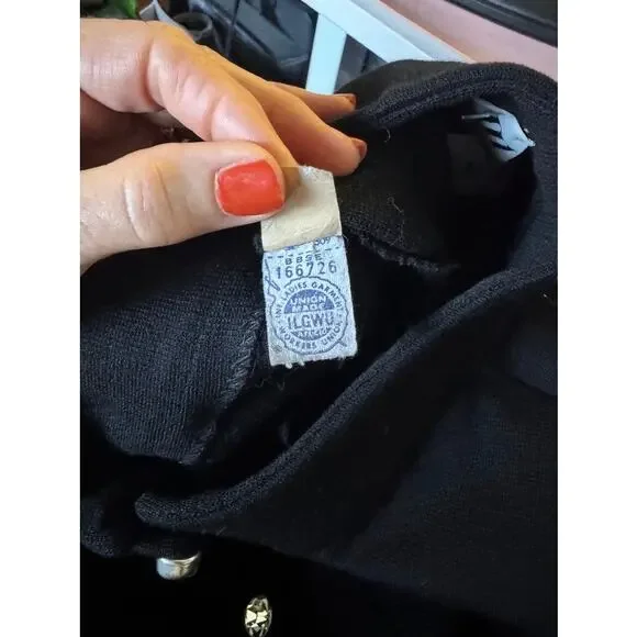 Vintage Act III Mod Black Wool Dress w/ Rhinestone Buttons - Picture 14 of 14